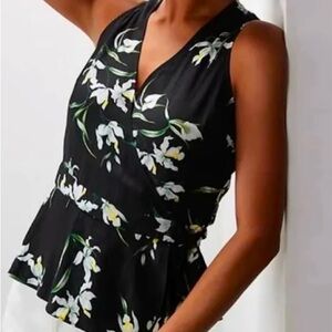 Banana Republic Floral Sleeveless Tie Waist Wrap Top